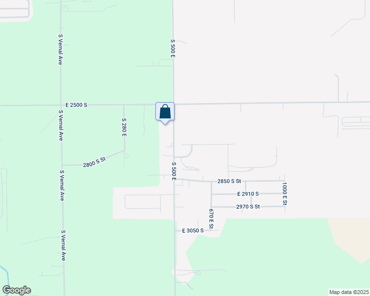 map of restaurants, bars, coffee shops, grocery stores, and more near 552 East 2680 South in Vernal