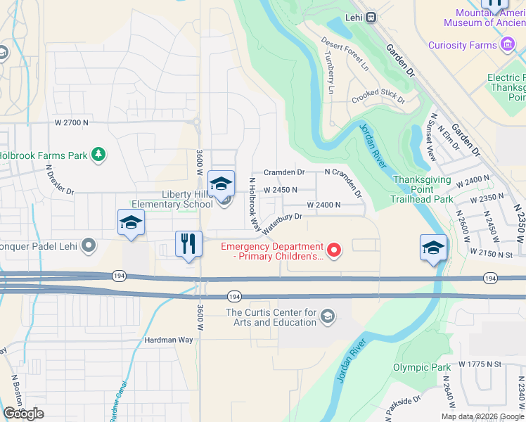 map of restaurants, bars, coffee shops, grocery stores, and more near 2380 North 3370 West in Lehi