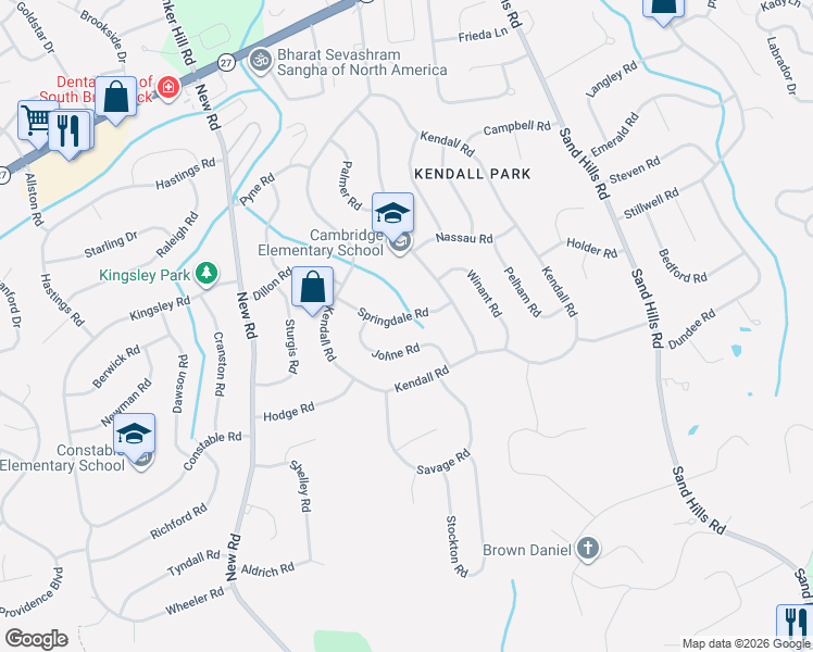 map of restaurants, bars, coffee shops, grocery stores, and more near 15 Joline Road in South Brunswick Township