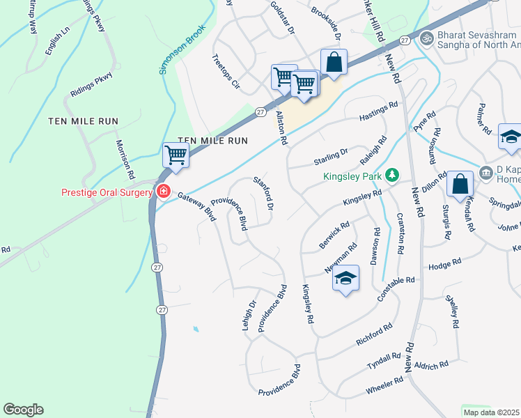 map of restaurants, bars, coffee shops, grocery stores, and more near 29 Providence Boulevard in South Brunswick Township