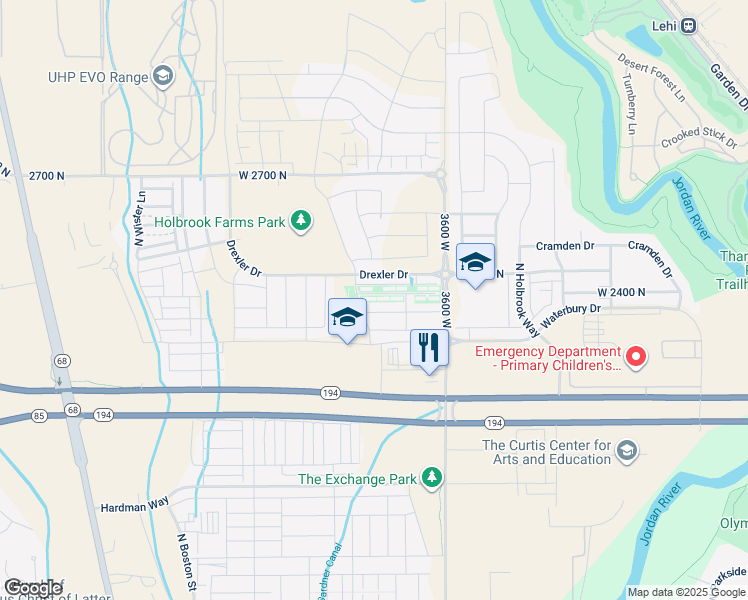 map of restaurants, bars, coffee shops, grocery stores, and more near 3836 West 2330 North in Eagle Mountain