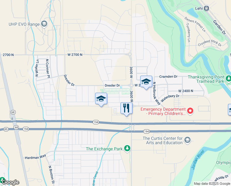 map of restaurants, bars, coffee shops, grocery stores, and more near 3759 West 2380 North in Lehi