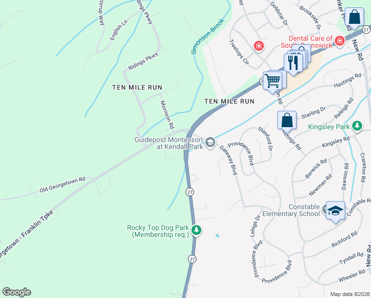 map of restaurants, bars, coffee shops, grocery stores, and more near 3935 Lincoln Highway in Princeton