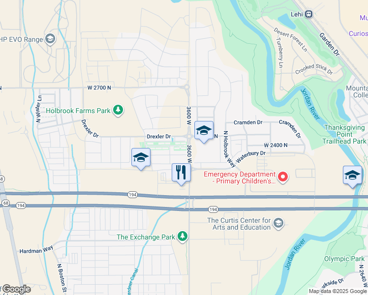 map of restaurants, bars, coffee shops, grocery stores, and more near 3645 West 2330 North in Lehi