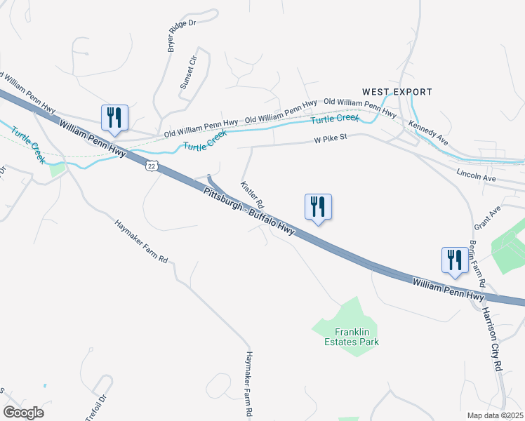 map of restaurants, bars, coffee shops, grocery stores, and more near 2501 Kohosek Court in Murrysville