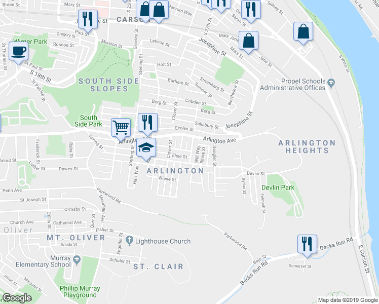 map of restaurants, bars, coffee shops, grocery stores, and more near 139 Cologne Street in Pittsburgh