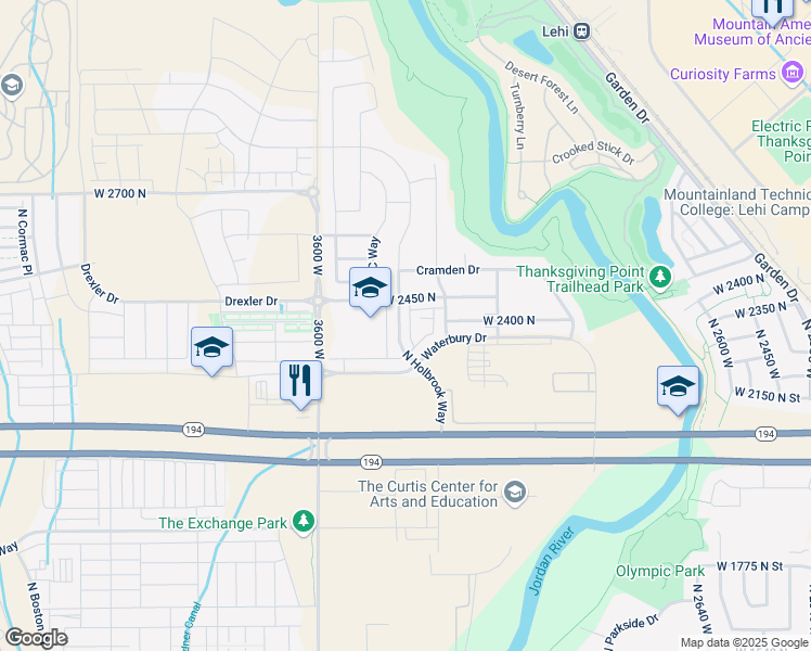 map of restaurants, bars, coffee shops, grocery stores, and more near 2399 North 3370 West in Lehi