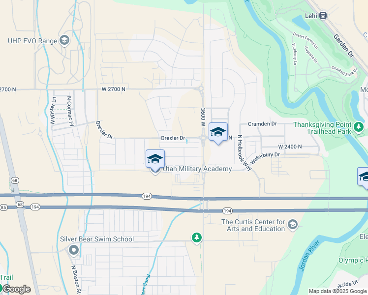 map of restaurants, bars, coffee shops, grocery stores, and more near North 3720 West in Utah County