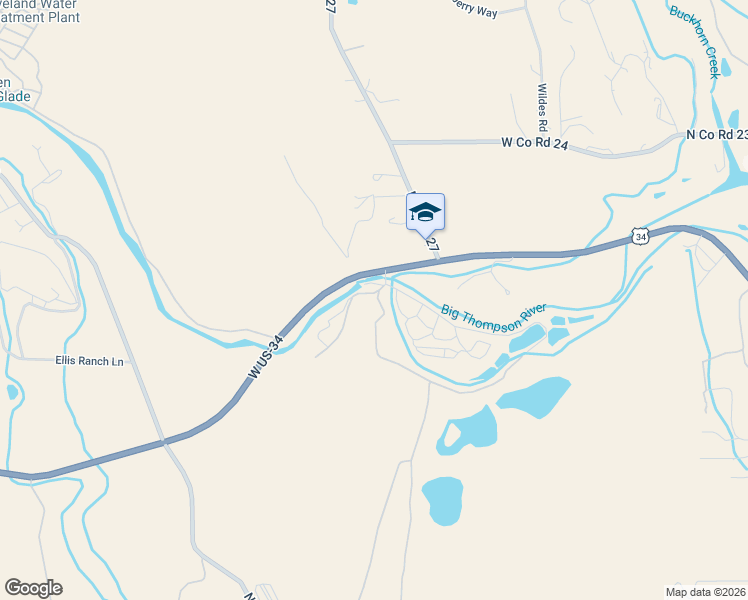 map of restaurants, bars, coffee shops, grocery stores, and more near 2191 River Rim Road in Loveland