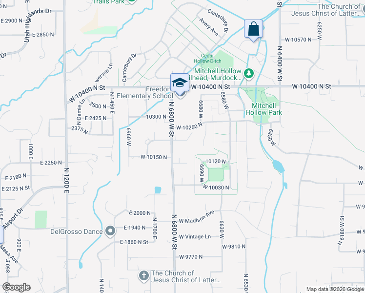 map of restaurants, bars, coffee shops, grocery stores, and more near 6767 West 10205 North in Highland