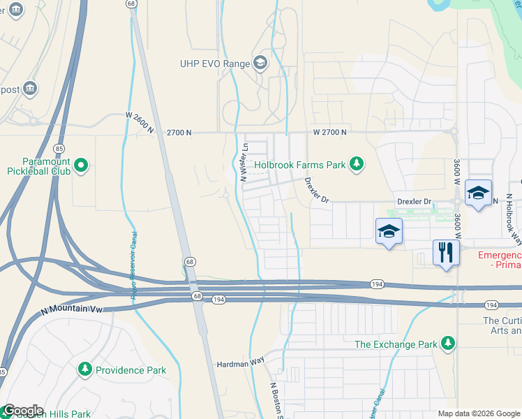 map of restaurants, bars, coffee shops, grocery stores, and more near North Gotland Way in Lehi
