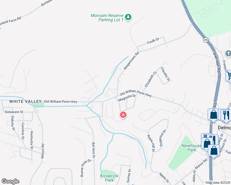 map of restaurants, bars, coffee shops, grocery stores, and more near 7291 Ringertown Road in Murrysville