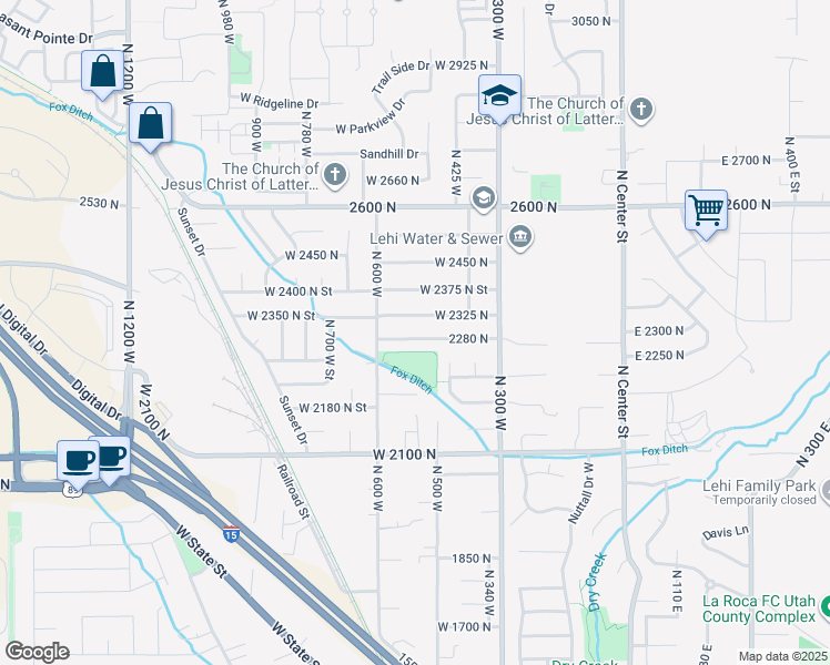 map of restaurants, bars, coffee shops, grocery stores, and more near 516 West State Street in Lehi