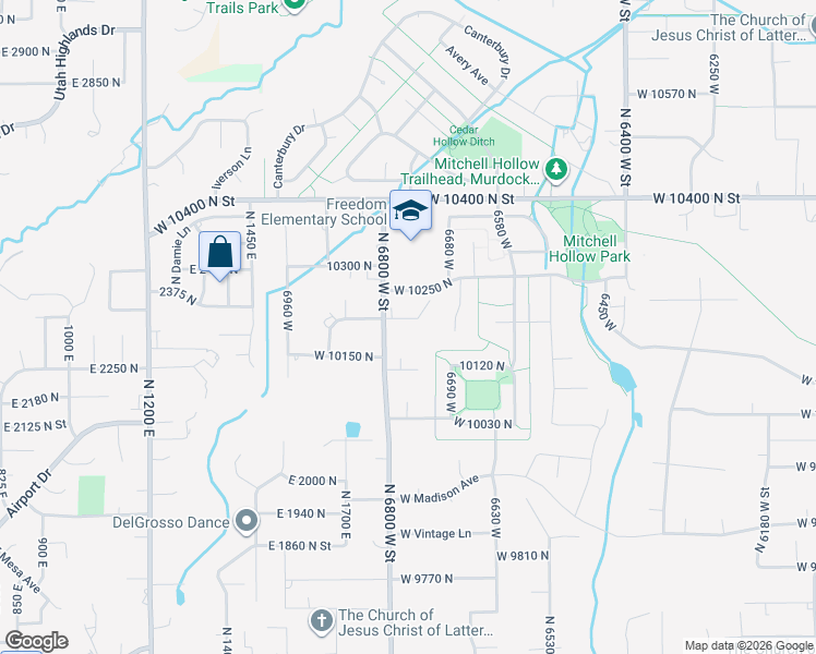 map of restaurants, bars, coffee shops, grocery stores, and more near 6767 West 10205 North in Highland