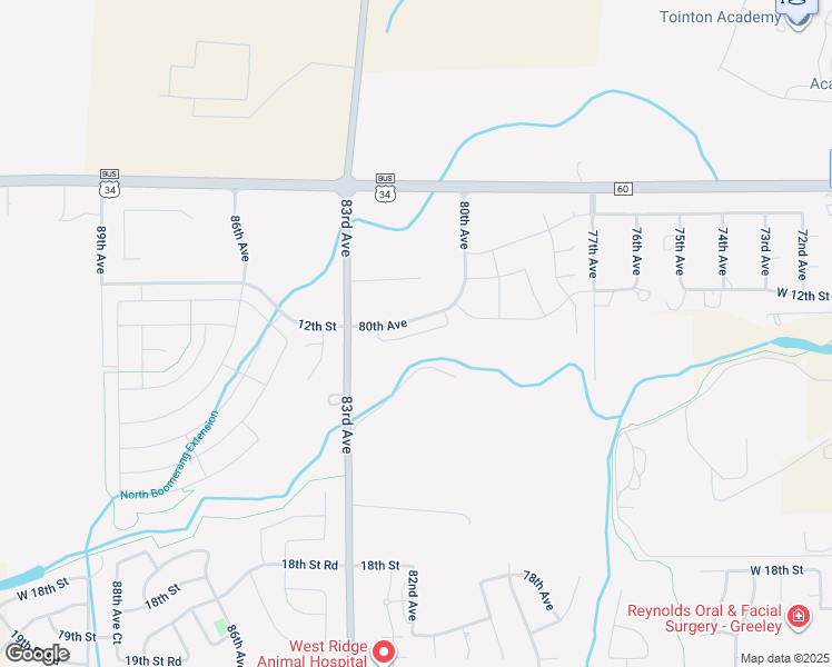map of restaurants, bars, coffee shops, grocery stores, and more near 8150 West 12th Street in Greeley