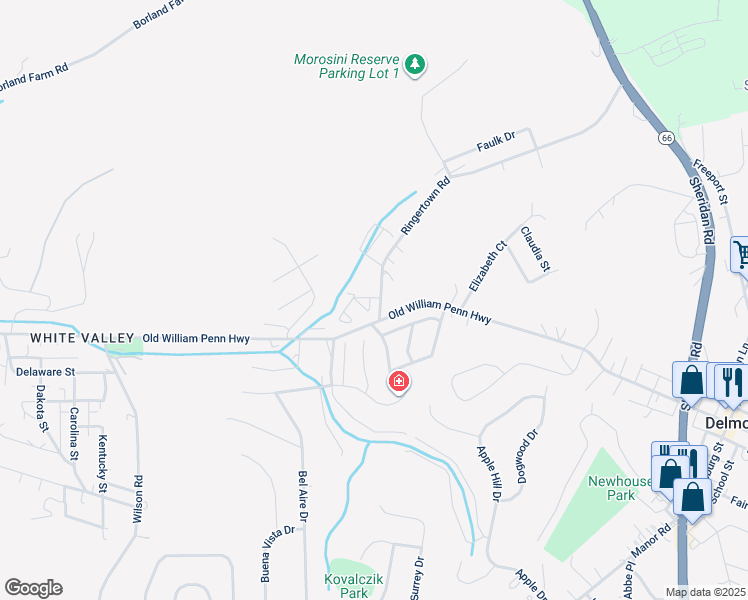 map of restaurants, bars, coffee shops, grocery stores, and more near 7291 Ringertown Road in Murrysville