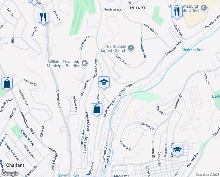 map of restaurants, bars, coffee shops, grocery stores, and more near 817 Thompson Street in Turtle Creek