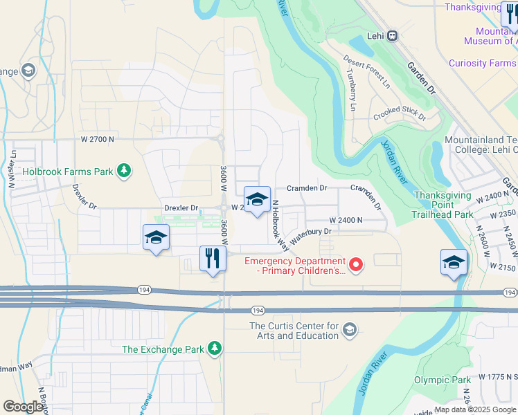 map of restaurants, bars, coffee shops, grocery stores, and more near 2648 North Circle C Way in Lehi