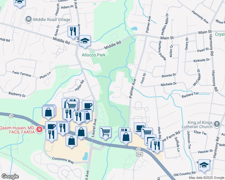 map of restaurants, bars, coffee shops, grocery stores, and more near 96 Cranbrook Court in Holmdel