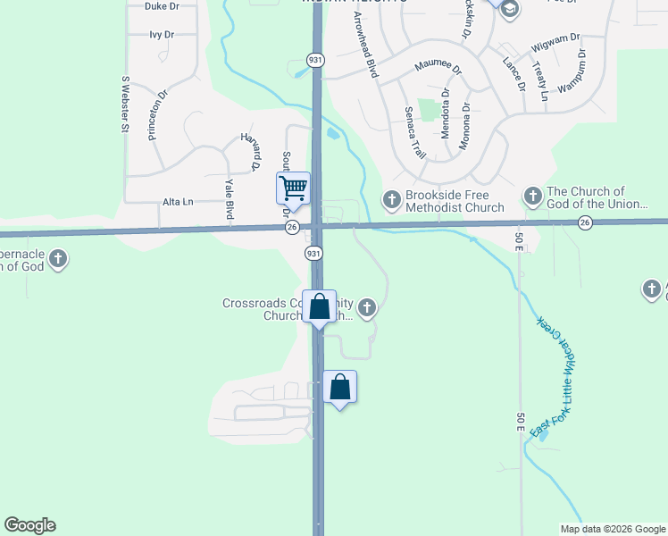 map of restaurants, bars, coffee shops, grocery stores, and more near U.S. HIghway 31 in Kokomo