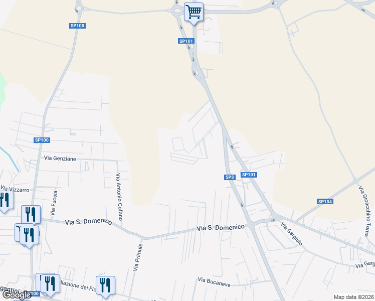 map of restaurants, bars, coffee shops, grocery stores, and more near 450 Via Mediterraneo in Taranto