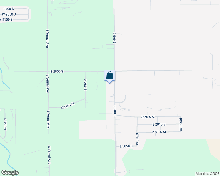 map of restaurants, bars, coffee shops, grocery stores, and more near 2614 South 500 East in Vernal