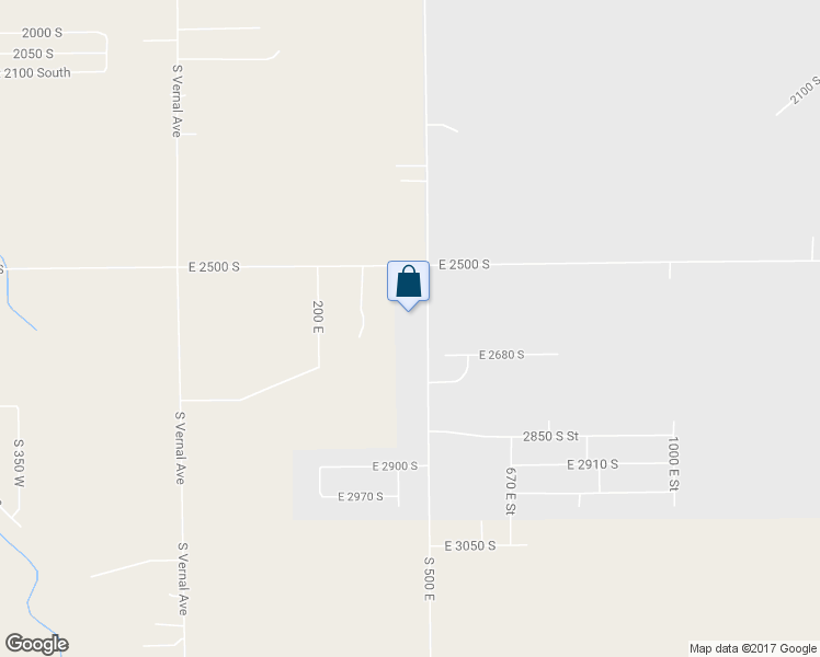 map of restaurants, bars, coffee shops, grocery stores, and more near 2614 South 500 East in Vernal