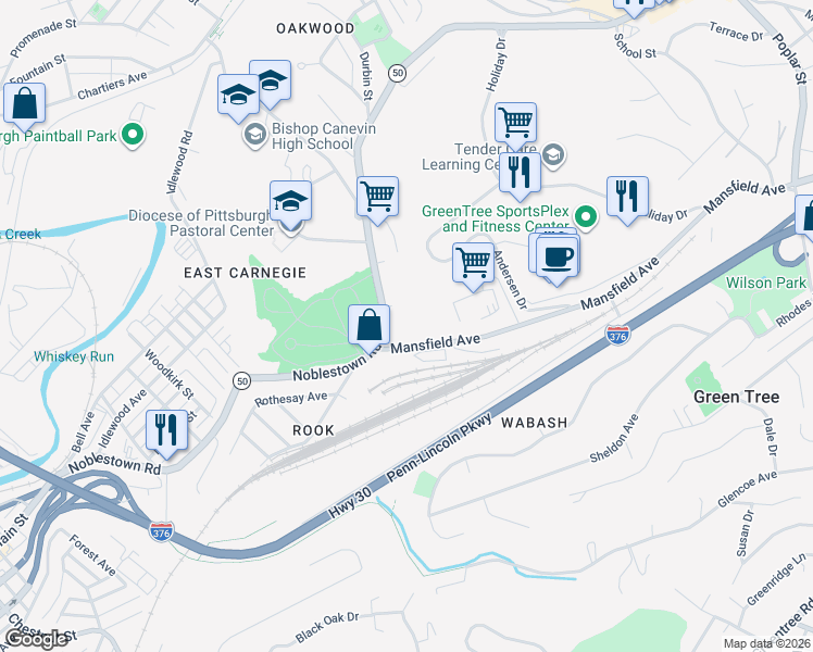 map of restaurants, bars, coffee shops, grocery stores, and more near 700 Mansfield Avenue in Pittsburgh