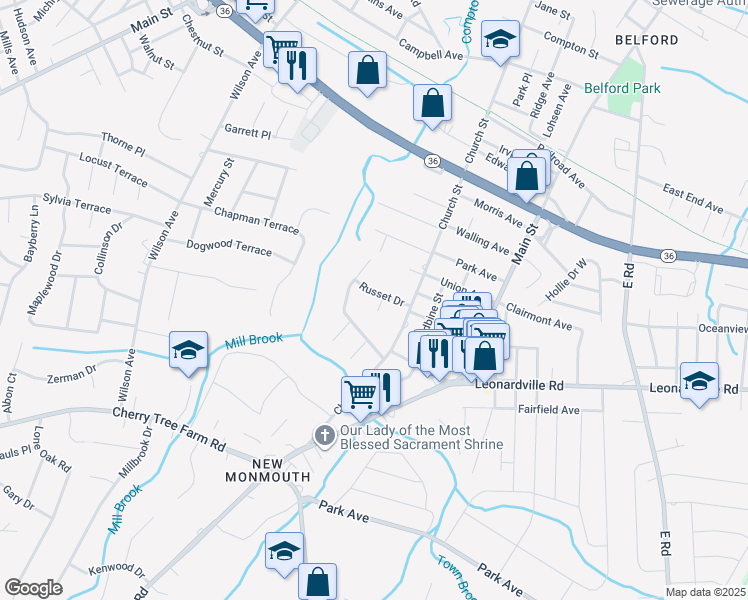 map of restaurants, bars, coffee shops, grocery stores, and more near 367 Lodi Court in Middletown Township
