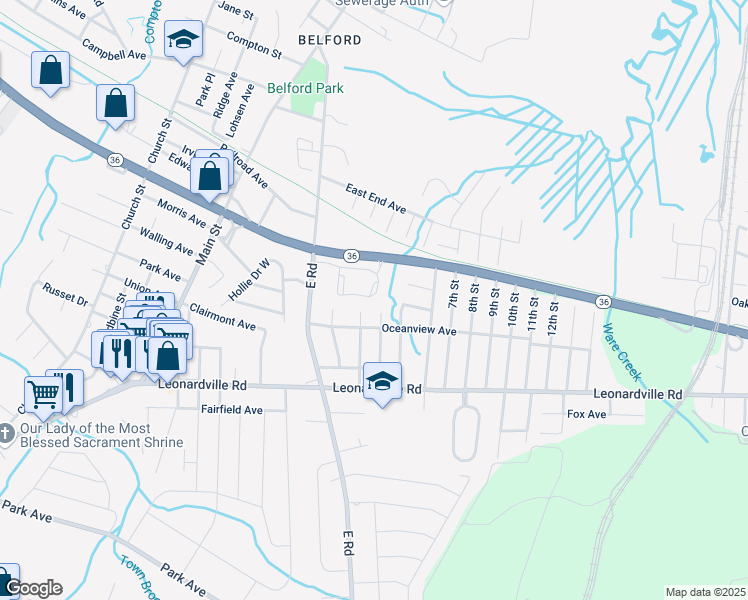 map of restaurants, bars, coffee shops, grocery stores, and more near 614 Wedgewood Circle in Middletown