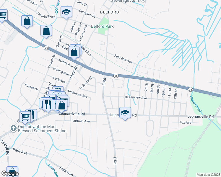 map of restaurants, bars, coffee shops, grocery stores, and more near 310 Wedgewood Circle in Middletown Township