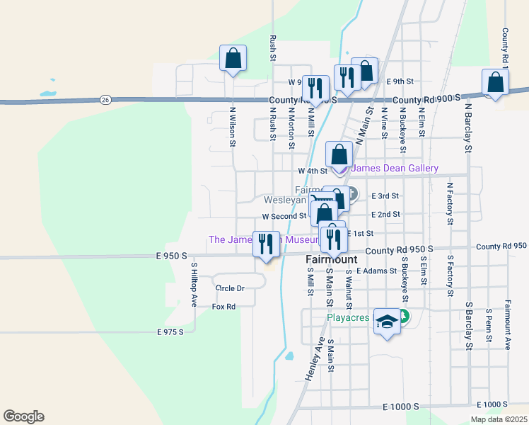 map of restaurants, bars, coffee shops, grocery stores, and more near 404 West Second Street in Jonesboro