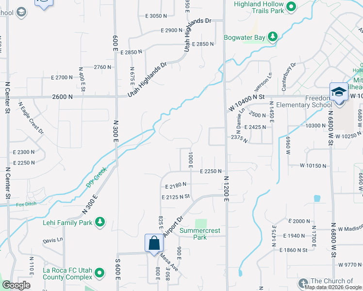 map of restaurants, bars, coffee shops, grocery stores, and more near 943 East 2330 North in Lehi