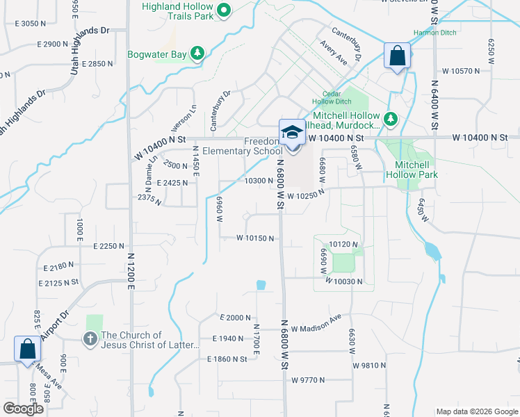 map of restaurants, bars, coffee shops, grocery stores, and more near 6862 10205 North in Highland