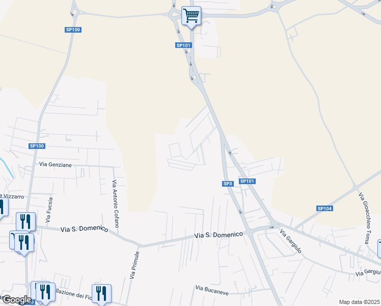 map of restaurants, bars, coffee shops, grocery stores, and more near 450 Via Mediterraneo in Taranto