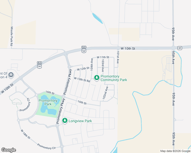 map of restaurants, bars, coffee shops, grocery stores, and more near 1229 103rd Avenue in Greeley