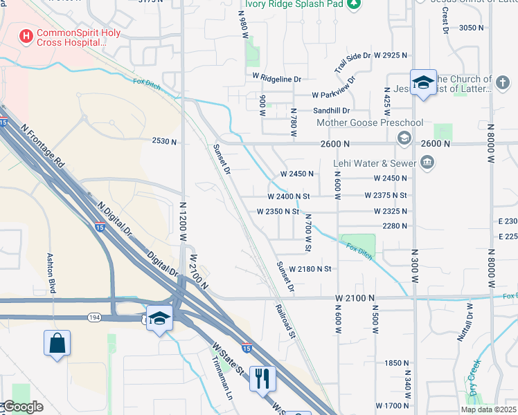 map of restaurants, bars, coffee shops, grocery stores, and more near 898 West 2350 North in Lehi