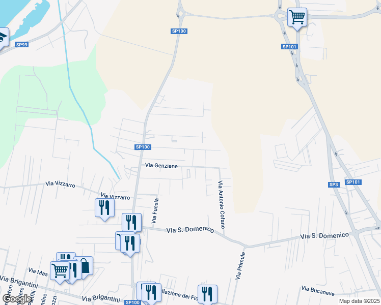 map of restaurants, bars, coffee shops, grocery stores, and more near 31 Via Fresie in Taranto