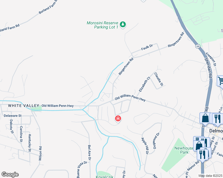 map of restaurants, bars, coffee shops, grocery stores, and more near 7291 Ringertown Road in Murrysville