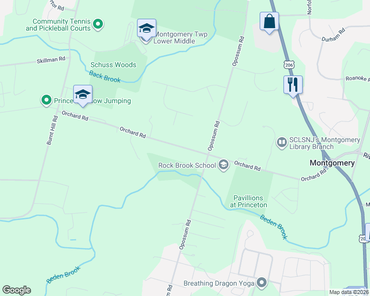map of restaurants, bars, coffee shops, grocery stores, and more near 155 Orchard Road in Montgomery