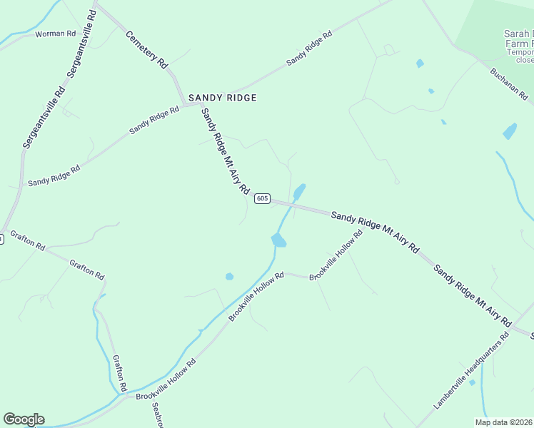 map of restaurants, bars, coffee shops, grocery stores, and more near 124 Sandy Ridge Mount Airy Road in Stockton