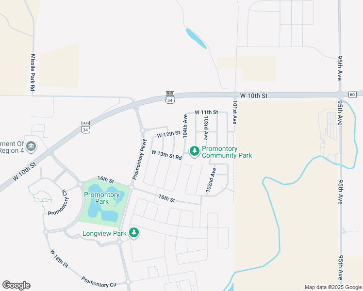 map of restaurants, bars, coffee shops, grocery stores, and more near 1228 West 14th Street in Greeley