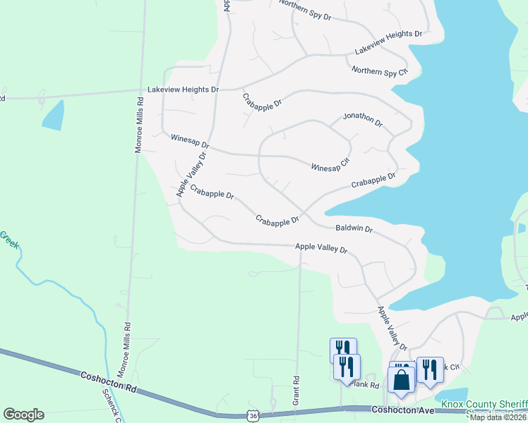 map of restaurants, bars, coffee shops, grocery stores, and more near 190 Crabapple Drive in Howard