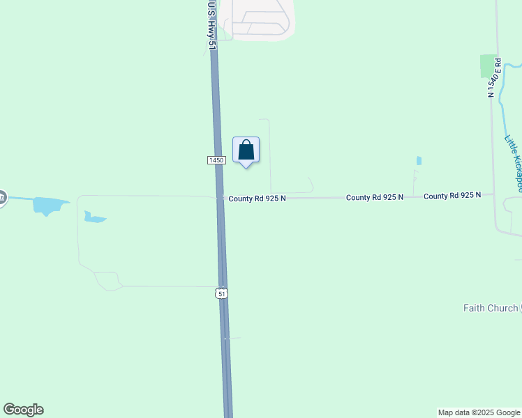 map of restaurants, bars, coffee shops, grocery stores, and more near 14554 East 925 North Road in Bloomington