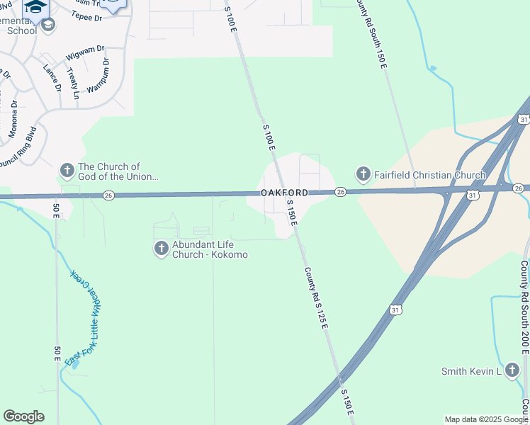 map of restaurants, bars, coffee shops, grocery stores, and more near 611 County Road E 406 South in Kokomo
