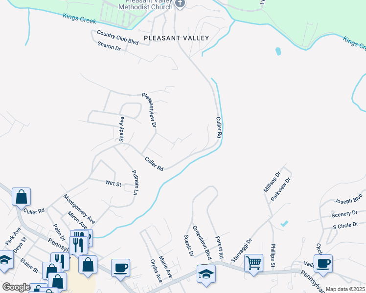 map of restaurants, bars, coffee shops, grocery stores, and more near 106 Woodard Rd in Weirton