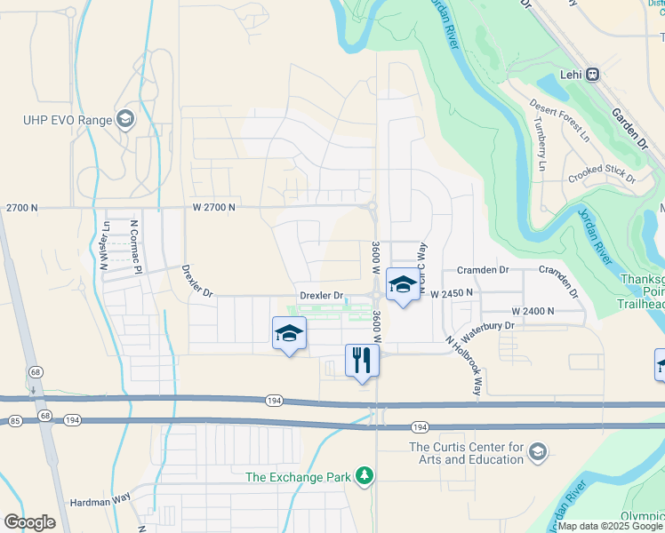 map of restaurants, bars, coffee shops, grocery stores, and more near 3769 West 2550 North in Lehi