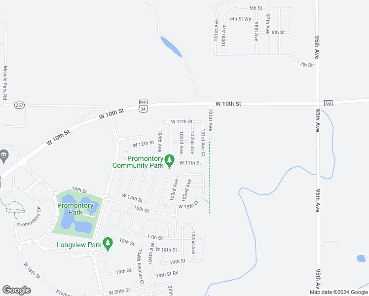 map of restaurants, bars, coffee shops, grocery stores, and more near 1210 103rd Avenue in Greeley