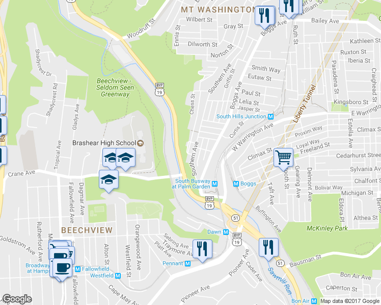map of restaurants, bars, coffee shops, grocery stores, and more near 123 Jeanette Street in Pittsburgh