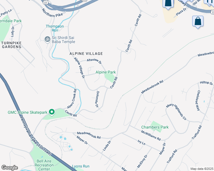 map of restaurants, bars, coffee shops, grocery stores, and more near 447 Alpine Village Drive in Monroeville